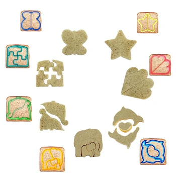 Sanduíche De Cortadores De Conjunto 7-Formas De Pão Torradas Cookies Molde De Bolo De Biscuit Cortador De Alimentos Para Crianças Caixa De Almoço