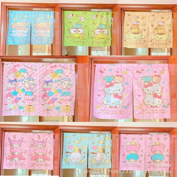 Sanrio, Hello Kitty, My Melody Kuromi Cinnamoroll Desenhos Animados Modernos Simples Cortina Da Porta De Partição Da Cortina Do Quarto De Persianas Para-Sol