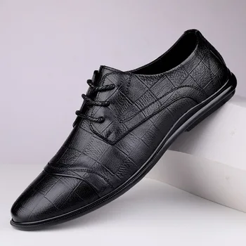 Sapatos de couro dos Homens Britânicos Ternos de Negócio Sapatos masculinos Versão coreana da Tendência de Couro Macio, Sola Macia Juventude Sapatos Casuais