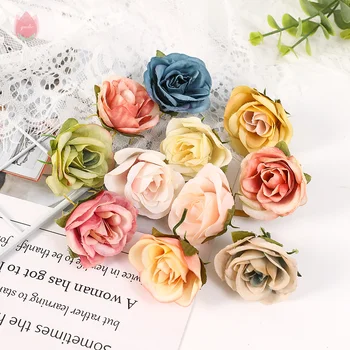 Seda Rosa 4Cm de Flores Artificiais Cabeça Para DIY Quarto em Casa a Festa de Casamento Decoração Diy Falso Planta Suporte Para Rose Caixas de Atacado