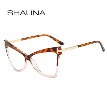 SHAUNA Anti-Luz azul Mulheres de Olhos de Gato de Óculos com Armação de Marca Designer de grandes dimensões Óptico de Armações de Óculos