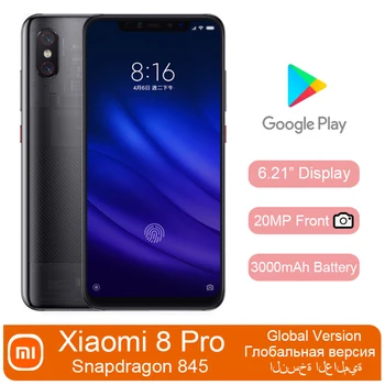 Smartphone Xiaomi Mi 8 PRO polegadas 6.21 battary 3400 mAh Snapdragon 845 1080x2248 pixels de carregamento 18W Versão Global
