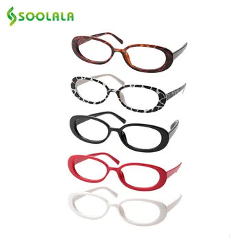 SOOLALA 5 Pares Bonito Oval Pequena Armação de Óculos de Leitura Mulheres de Óculos de Armação de Prescrição Leitor de Óculos 0.5 0.75 1.0 1.25 a 4.0