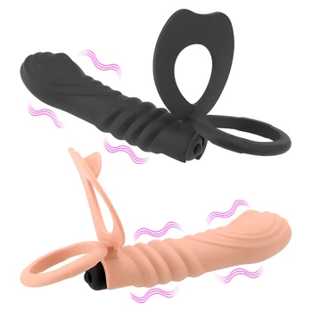 Strap-on Dildo Dupla Penetração Anal Plug Vibrador Pau Pênis da Vagina Ficha de Brinquedos Sexuais Para Casais