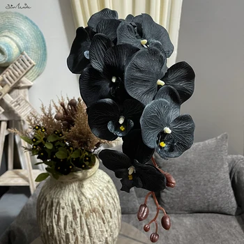 SunMade Gothic Black Orchid Ramo De Seda, Flores Artificiais Em Casa A Decoração Do Hotel Flores Artificales Borboleta Preta Flor