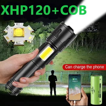 Super XHP120 9-core Poderoso Led Lanterna elétrica da Tocha XHP90 Recarregável USB Flash Tático Luz 18650 Bateria 26650 Xhp70 Zoom Lanterna de Led
