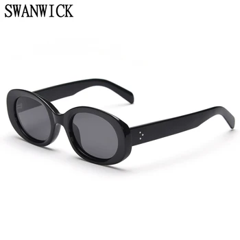 Swanwick oval óculos de sol polarizados mulheres grossa moldura de condução homens de acessórios de moda de óculos de sol marrom verde de Inverno de venda quente