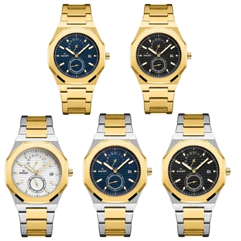 SWISH relógios para Homens relógio de Pulso de Quartzo Calendário de Luxo Marca de Topo do Aço Inoxidável do Relógio de Ouro Dom Relógio Masculino Impermeável
