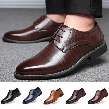 Tamanho Grande 48 Lazer Homem, Sapatos De Couro, Laço Na Oxfords Escritório De Negócios Formal, Festa De Casamento Sapatos De Bico Homens Sapatos