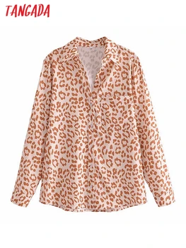 Tangada 2022 outono mulheres do vintage estampa de leopardo camisa de manga longa chic feminino high street camisa SW26