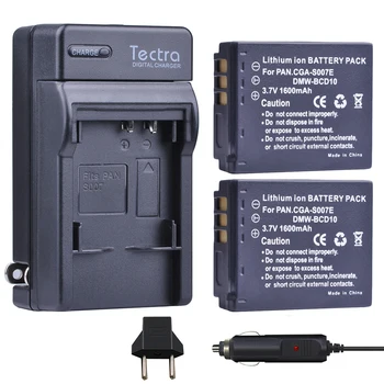 Tectra DMW-BCD10 CGA-S007E de Bateria para Câmera + Digital Carregador para Panasonic Lumix DMC-TZ1 DMC-TZ1BK DMC-TZ1BS DMC-TZ3EB-K DMC-TZ2