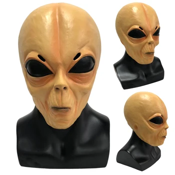 Terror Alienígena Máscara de Cosplay Assustador facial UFO Alien Máscaras de Látex Capacete de Halloween, Máscaras do Partido Traje Adereços