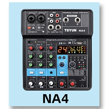 TEYUN 4Channel Portátil Profissional mixagem de Som, Computador de Console de Entrada de Energia 48v Número de Modelo de Certificação de Interface de Áudio NA4