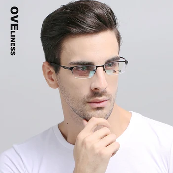 titânio puro de óculos com armações de homens, óculos de meia rim olho armações de óculos para os homens prescrição de óculos óculos