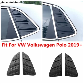 Traseira do carro da Janela de Grade do Obturador Lado de Ventilação Tampa de acabamento Para VW Volkswagen Polo 2019 - 2022 Fibra de Carbono / Exterior Preto Acessórios