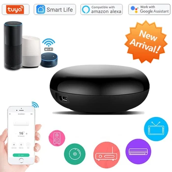 Tuya wi-Fi Smart Home Remoto IR 360° 10m de Controle de Voz Alexa Inicial do Google Funciona Com TV Ar Condicionado Aparelhos de Vida Inteligente App