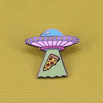 UFO esmalte pin bonito pizza broche espaço emblema do universo exterior nave espacial pinos amante da Astronomia, dom
