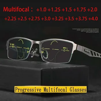 Ultra Ligh Armação De Metal Progressivo Óculos De Leitura Homens Mulheres Sol Leitores Multifocal Hipermetropia Presbiopia Óculos