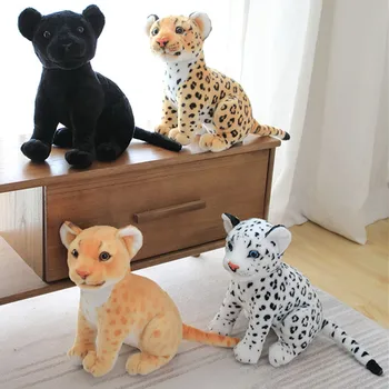 Um Animal de pelúcia Boneca Realistas Leopard & Leão de Pelúcia Realista de Pelúcia, Panther Brinquedo do Bebê Macio Travesseiro de Presentes para as Crianças de Presente de Aniversário