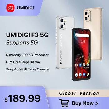 UMIDIGI F3 5G Android 12 Smartphone Dimensity 700 Processador 6.7