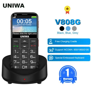 UNIWA V808G V1000 inglês-russo Teclado Sênior Recurso Telefone 3G 4G Forte Tocha Sênior de Botão de pressão de Celular Grande SOS
