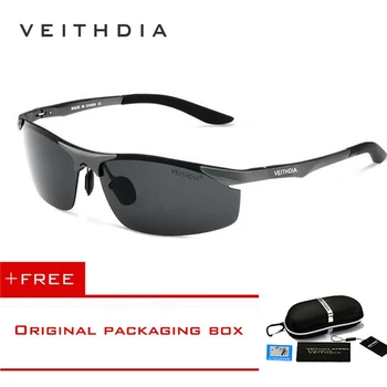 VEITHDIA Marca de design de Alumínio Óculos de sol Polarizados Esportes Homens de Óculos de Sol Óculos de Condução de Óculos de proteção Óculos de Acessórios Masculinos sombra