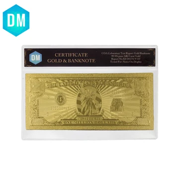Venda quente de Um Milhão de DÓLARES Dólar de Folha de Ouro Duplo Design América Notas de Folha de Ouro Chapeado de Notas/papel-moeda com Armação de PVC