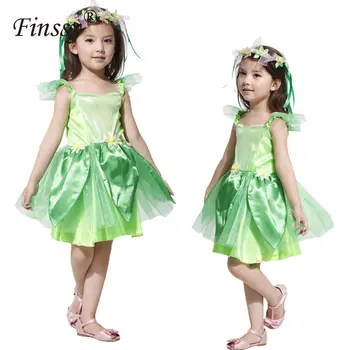 Verde fada Tinkerbell Trajes Cosplay para as Meninas de Vestido de Natal Avenida Neverland Jardim de Fadas crianças Traje linda floresta
