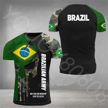 Verão nova T-shirt de alta qualidade de impressão 3d de homens e mulheres do Exército Brasileiro veteranos de manga curta casual superior de desporto T-shirt