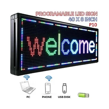 VEVOR 7-a Cor do LED Rolagem de Exibição de Mensagem 40x8Inch P10 RGB Digital Exterior Programável da Placa de vídeo para Publicidade de Negócios