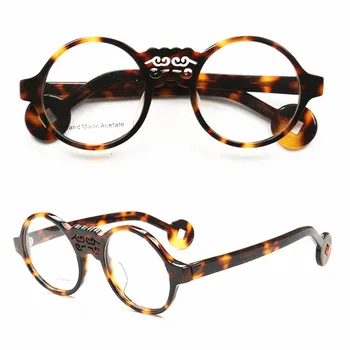 Vintage Óculos Redondo Acetato Tartaruga Armações Completo Rim Homens Mulheres Óculos De Óculos De Grau