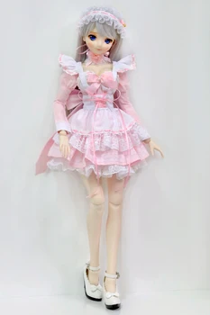 [wamami] cor-de-Rosa Vestido de Empregada Para 1/4 MSD 1/3 SD DDM DDL AOD Boneca Dollfie Roupas