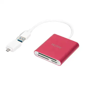 WEME Leitor de Cartão do USB 3.0 para SD TF Micro SD TF Cartão de Memória Adaptador para Laptop PC Acessórios 3-em-1-Tipo C OTG Leitor de Cartão Vermelho