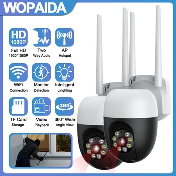 Wi-FI Câmera de Segurança IP PTZ da Cor Completa de HD 1080P sem Fio ao ar livre de Fiscalização do controle Humano Zoom Digital de 4X Monitor de Vídeo