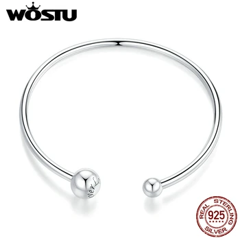 WOSTU 100% 925 Silver Ajustável Pulseira Simples 17 -19cm de Ligação de Cadeia Para as Mulheres Original Design de Jóias CQB198