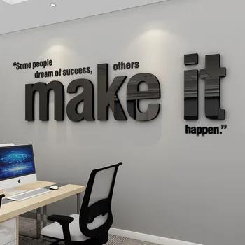 WS184 Criativo office inspirador texto em inglês inspira slogan da empresa cultura corporativa decoração de parede 3D adesivos de parede