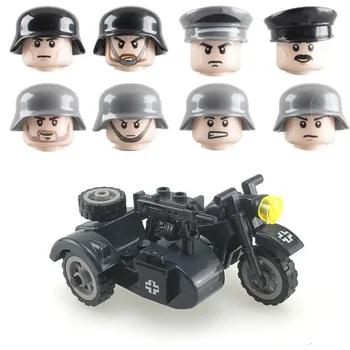 WW2 Alemanha Militares dos Acessórios da Motocicleta Blocos de Construção Soldados do Exército Rifle Modelo de Veículo, Armas, Tijolos de Brinquedos para Crianças