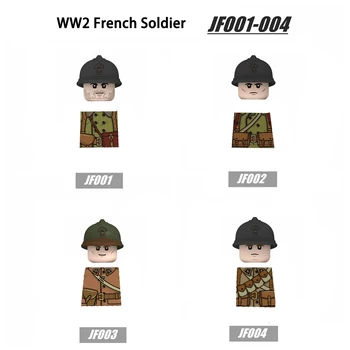 WW2 Militar francês Soldados do Exército Figuras Armas Blocos de Construção de Armas Capacetes Corpo de fuzileiros navais Acessórios Tijolos Para Kits de Brinquedos