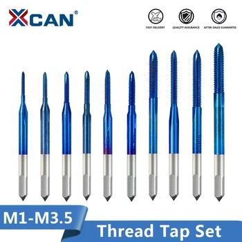 XCAN Thread Toque 10pcs M1-M3.5 HSS Métrica Plug Toque Parafuso Toque Broca com Toque Ajustável Chave de Nano Azul Revestido Máquina de Toque