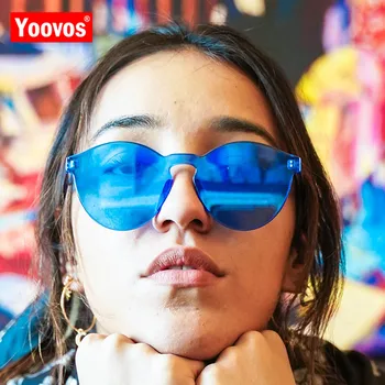 Yoovos 2021 Cateye Óculos De Sol Das Mulheres Transparente Marca De Óculos Designer Homens Candy Colors Óculos Vintage Luneta De Soleil Femme