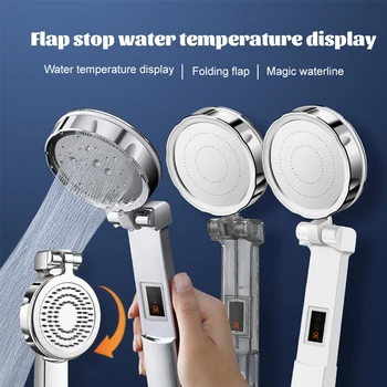 Zhangji Atualização Dobrável De Alta Pressão Chuveiro Inteligente Visor Digital De Temperatura De Poupança De Água, Duche De Massagem Bico Casa De Banho