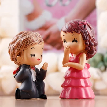 ZOCDOU 2 Peças Propor Noiva e do Noivo do Casamento do Cônjuge Marido e Esposa França Estatueta de Artesanato Figura Ornamento Miniaturas Casa