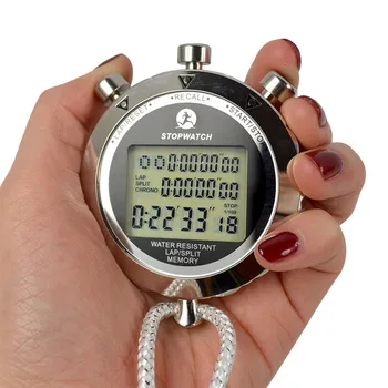 À prova d'água Digital Cronômetro Metal 1/1000 Segundos Portátil LCD Cronógrafo ao ar Livre do Contador do Timer Relógio dos Esportes do Relógio