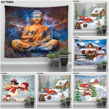 Índio a Meditação de Buda Psicodélico Cena Casa de Arte Decorativa Tapeçaria Boêmio Decorativos Tema de Natal, Tapeçarias de Parede