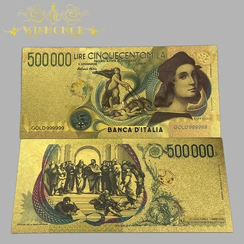10pcs/lot Novo Colorido Itália De 500.000 100.000 A Lira de Ouro de Notas em Banhados a Ouro 24K Para Coleção