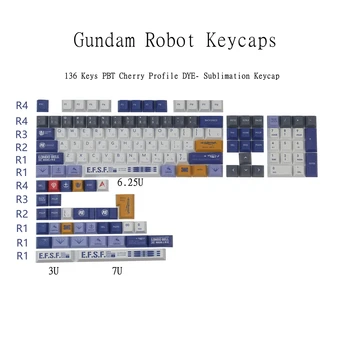 136Keys PBT Keycaps Conjunto Completo de Anime Gundam Cereja Sublimação tecla cap Para Teclado Mecânico Ansi 60% 80% 100% ISO Enter