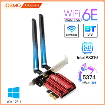 5374Mbps wi-Fi 6E Intel AX210 Bluetooth 5.2 Tri Banda De 2,4 G/5G/6Ghz AX210NGW 802.11 AX PCIe Cartão de Rede sem Fio Adaptador de Win10/11
