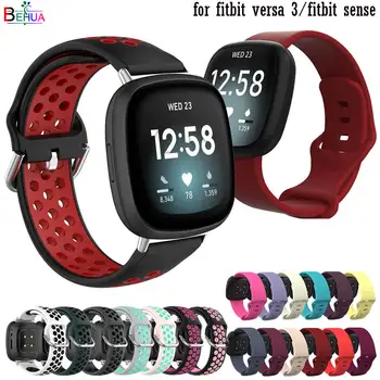 BEHAU Pulseira Pulseira Para o Fitbit Versa 3 / Sentido Smartwatch pulseira de Silicone Macio de Esportes wearable banda pulseira Colorida Quente