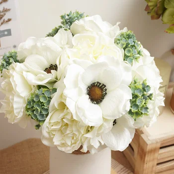 Bela Seda Artificial Peônia Falso Flores Brancas De Alta Qualidade Buquê De Noiva De Casamento Decoração De Mesa De Sala De Estar Arranjo
