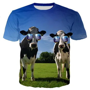 Camisetas de Impressão 3D Funy Vacas em Pastagens de Verão, Camisa de T de Crianças de Moda Casual Meninos Meninas rapazes raparigas Kawaii Gola Redonda Hip Hop Tshirt Tops Roupas